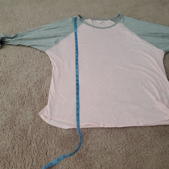 Lularoe 3x Randy tee pink microstripe grey trim quarter sleeve crewneck - Picture 5 of 8
